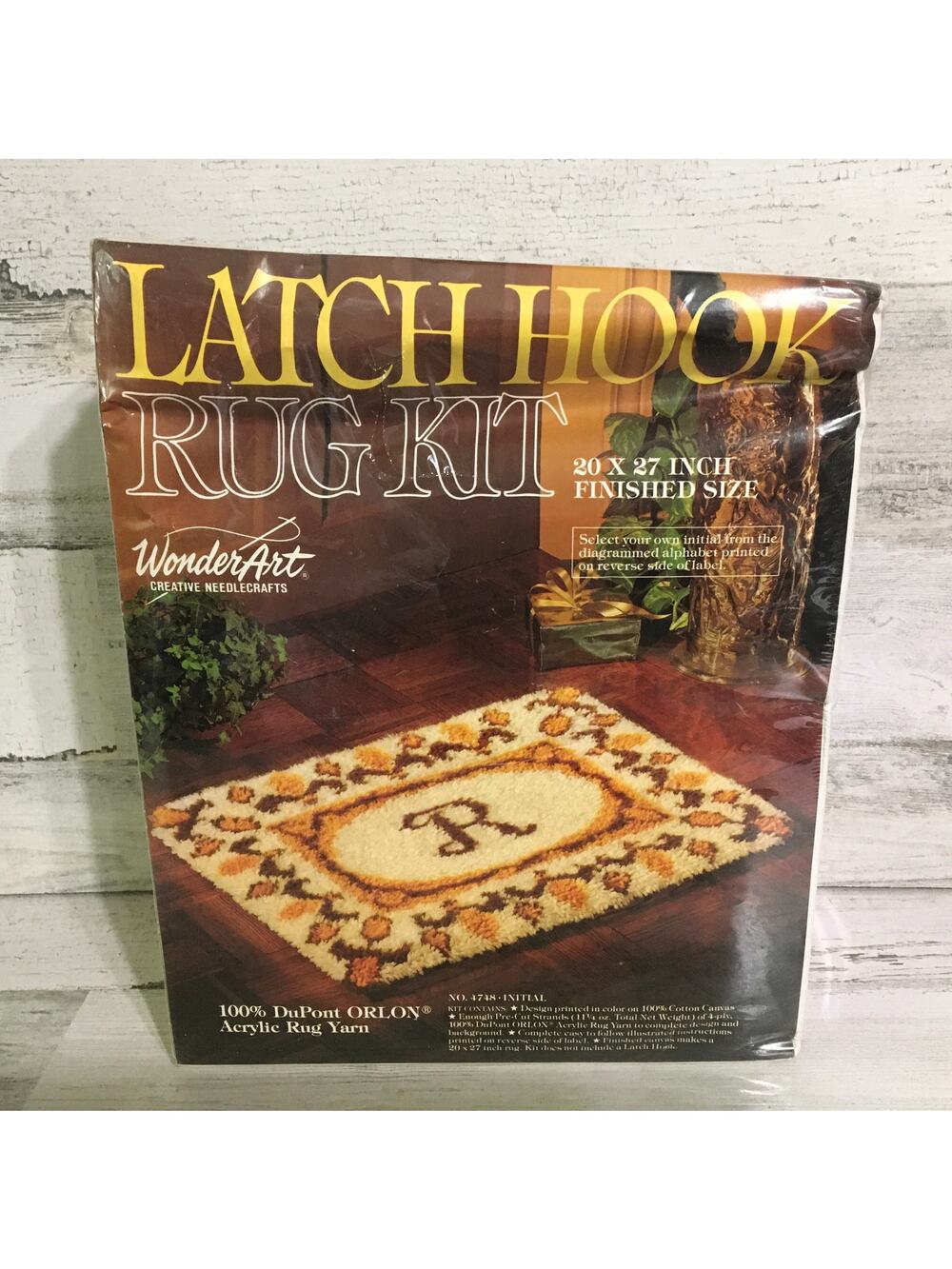 ANY INITIAL Monogram Wonderart Latch Hook Rug Kit 4748 NEW SEALED 20 x 27